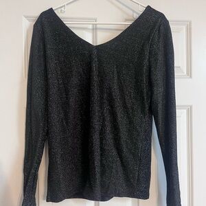 Charming Charlie Sweet Bowknot Backless V Neck Long Sleeve Top M